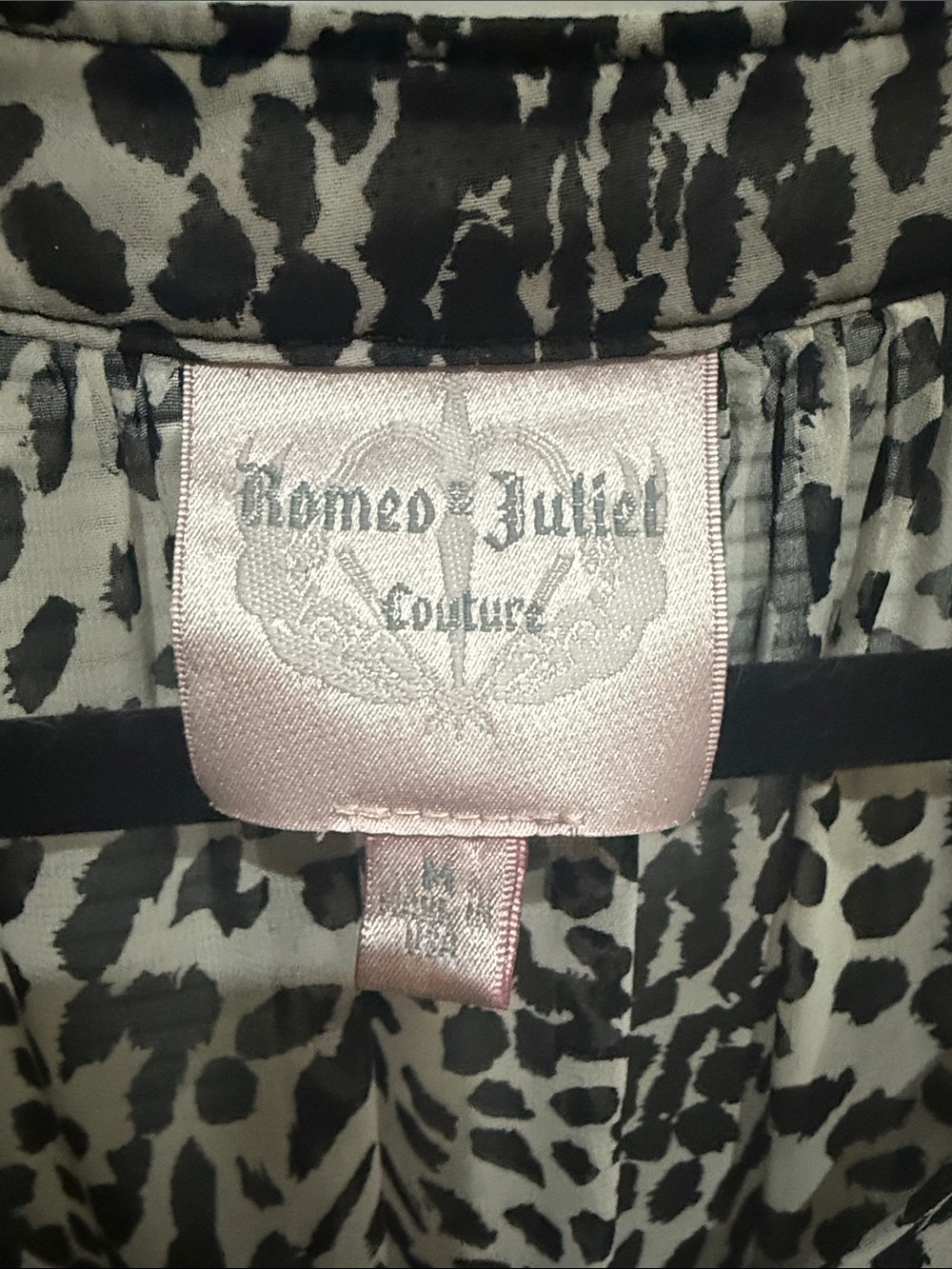 Romeo & Juliet Couture Black and White Animal Print Sheer Blouse - Picture 4 of 4